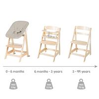 2-in-1 omvormbare kinderstoel - ROBA - BORN UP - Inclusief verstelbare 'Greyish Quilted' relaxfauteuil - Natuurlijk hout - thumbnail