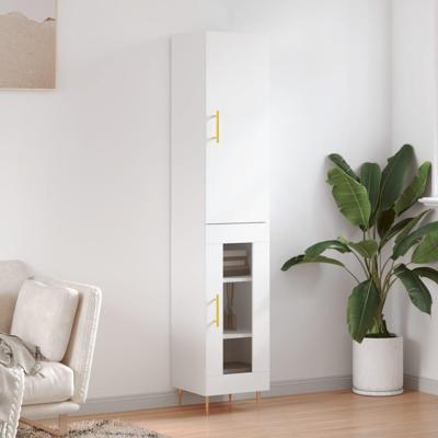 Hoge kast 34,5x34x180 cm bewerkt hout wit