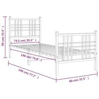 Bedframe met hoofd- en voeteneinde metaal wit 75x190 cm - thumbnail