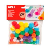 Apli pompons, zakje met 78 stuks in geassorteerde kleuren - thumbnail