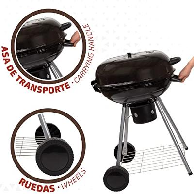 Kolenbarbecue met wielen Aktive Textilene 57 x 86 cm Zwart