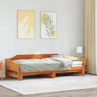 Slaapbank onderschuifbed zonder matras 90x190 cm hout wasbruin - thumbnail