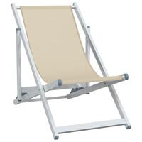 Strandstoelen inklapbaar 2 st aluminium en textileen crmekleur - thumbnail