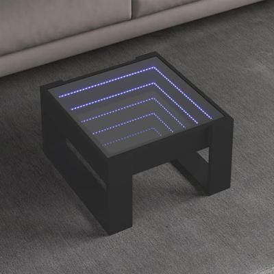 Salontafel met Infinity LED 50x53x30 cm zwart