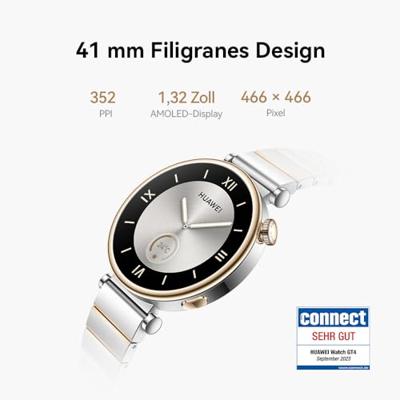 HUAWEI WATCH GT 4 Smart Watch voor dames - Fitness Tracker Compatibel met iOS & Android - 24H Gezondheidsmonitoring inclusief specifiek Gezondheidsbeheer voor vrouwen - Lange levensduur van de