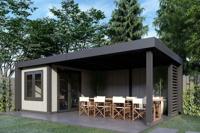 Trendhout Verona overkapping 755x400 cm Lariks/Douglas blank - Plat dak model links- Plat dak- Onbehandeld lariks Douglas hout- Trendhout - thumbnail