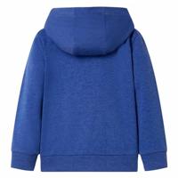 Kindervest met capuchon en rits 92 gemleerd donkerblauw - thumbnail