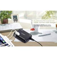LVSUN 120W Smart 10-Port USB-laadstation 120 W 10x USB-A Zwart Binnen - thumbnail