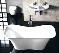 Vrijstaand Bad Sapho Flora Gegoten Marmer 180x80x67 cm Wit - thumbnail