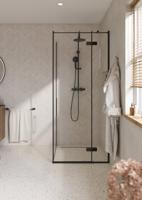 Saqu Grace douchecabine met draaideur rechts incl. antikalk 90x90x210cm mat zwart - thumbnail