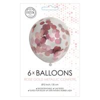 Globos Confetti ballonnen papieren confetti metallix rose goud, 6st. - thumbnail