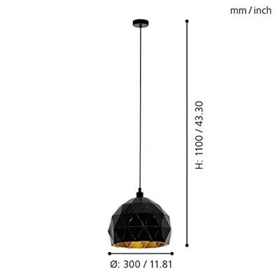 Eglo HanglampRoccaforte 30cm zwart met goud - 97845