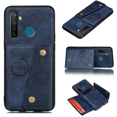 Voor OPPO Realme 5 Pro schokbestendige magnetische PU + TPU beschermhoes met kaartsleuven (blauw)