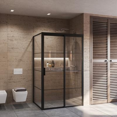 Douchecabine BWS Frame met Schuifdeur en Vaste Wand Rechts Helder Glas 130x200 cm Mat Zwart