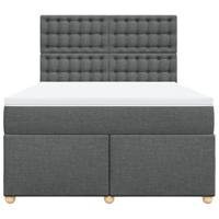 Boxspring met matras stof donkergrijs 140x190 cm - thumbnail