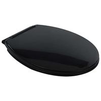 VidaXL Randloos toilet 7 cm verhoogde hoogte soft-close keramiek zwart - thumbnail