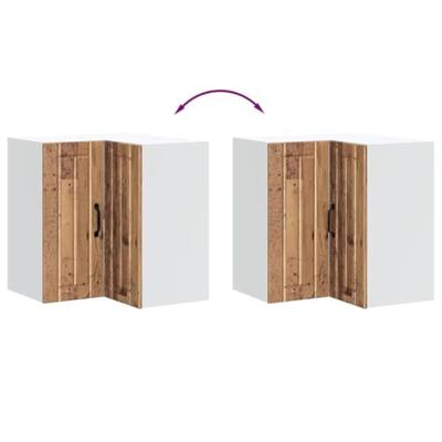 Keukenwandhoekkast Lucca bewerkt hout oud houtkleurig