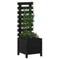 VidaXL Plantenbak met rek 39x39,5x114 cm massief grenenhout zwart - thumbnail