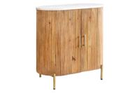 Dressoir TRES CHIC 70cm mangohout naturel met wit marmeren blad en gouden handgrepen - 45754 - thumbnail