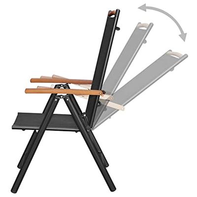 Tuinstoelen inklapbaar 4 st aluminium en textileen zwart - thumbnail