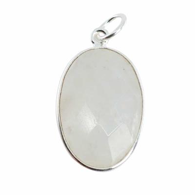 Edelsteen Hanger Ovaal Ontspanning - Regenboog Maansteen - 925 Zilver