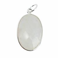 Edelsteen Hanger Ovaal Ontspanning - Regenboog Maansteen - 925 Zilver - thumbnail