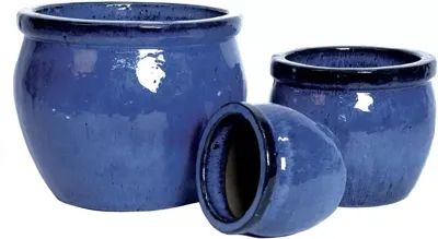 Mcollections bloempot delta geglazuurd 21x16 cm blauw