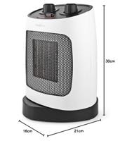 Nedis HTFA19WT Keramische ventilatorkachel 20 m² Wit, Grijs - thumbnail