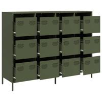 Dressoir 135x39x103,5 cm koudgewalst staal olijfgroen - thumbnail