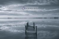 Afbeelding op acrylglas - Reflectie in de ochtend, steiger - thumbnail