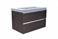 Badkamermeubel Luna 80X47 Met Wastafel Houtnerf Grijs Aqua Splash - thumbnail