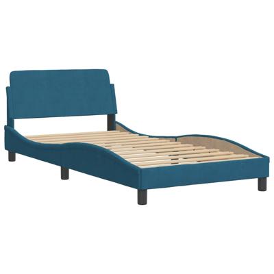 Bed met matras fluweel blauw 140x200 cm Bed met matras fluweel blauw 140x200 cm