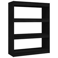Boekenkast/kamerscherm 100x30x103 cm massief grenenhout zwart - thumbnail