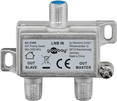 Wentronic 51445 SAT-schakelaar verdeelt/schakelt 1 LNB op 2 SAT-ontvangers Single 1 Stuk zilver