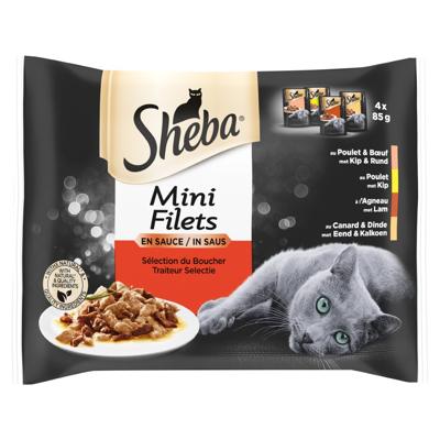 Sheba Mini Filets Traiteur Selectie in saus natvoer kat (zakjes 85 g) 4 x 85 g