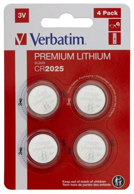 Verbatim CR2025 3V lithium batterij (4-pack)