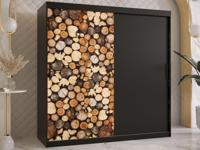 Kledingkast DREMBO 2 schuifdeuren 180 cm mat zwart - thumbnail