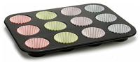 Bakplaat voor Muffins Kinvara Blauw Zwart Rood Groen Paars Multicolour 7 x 7 x 3 cm 35 x 3 x 26,5 cm Ovenschaal (12 Stuks) - thumbnail