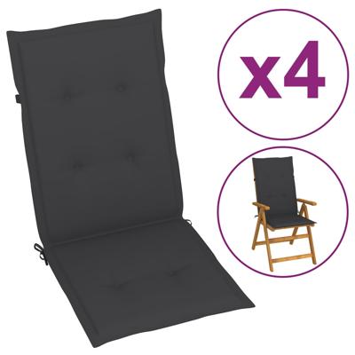 VidaXL Tuinstoelkussens rugleuning 4 st 120x50x3 cm stof antraciet VidaXL Tuinstoelkussens rugleuning 4 st 120x50x3 cm stof antraciet
