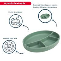 Zuignapplaat - THERMOBABY - Siliconen - Cactusgroen - Gecompartimenteerd en antislip - thumbnail