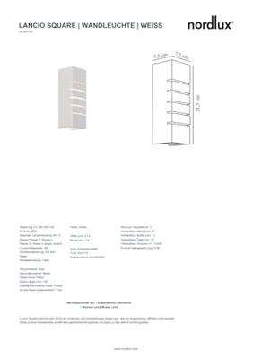 Nordlux Design wandlampLancio rechthoek wit - 2412501001
