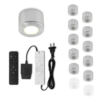 Set Led opbouwspot met afstandsbediening Parma zilver 3W dimbaar IP44 1-12 stuks