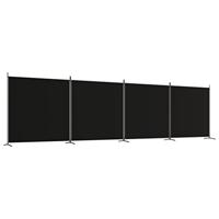 Kamerscherm met 4 panelen 698x180 cm stof zwart - thumbnail