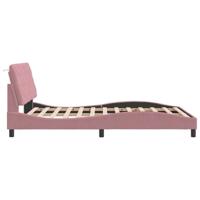 Bedframe met hoofdeinde fluweel roze 140x200 cm - thumbnail