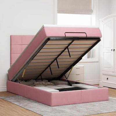 Ottoman bed met matrassen 120x190cm fluweel roze