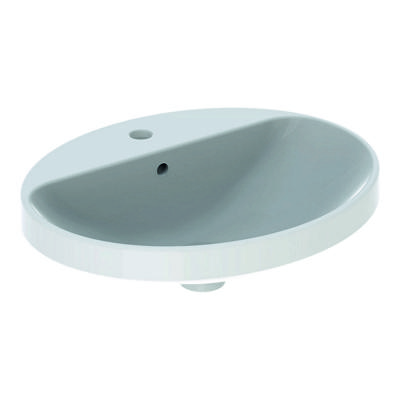 Geberit VariForm opbouwwastafel ovaal 55 cm 1 kraangat met overloop KeraTect, wit Geberit VariForm opbouwwastafel ovaal 55 cm 1 kraangat met overloop KeraTect, wit