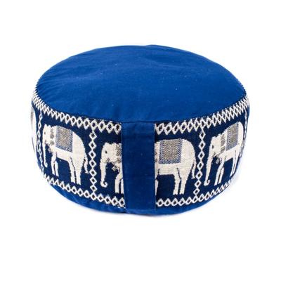Meditatiekussen donkerblauw olifanten opdruk - Katoen - Boekweit - 33x17 - Donker blauw