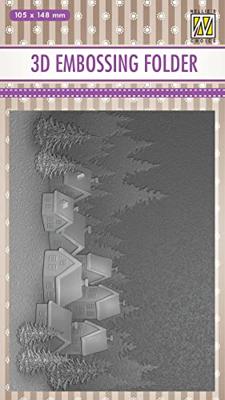 Nellie's Choice • 3d embossing folder landschap besneeuwd dorp 10,5x14,8cm