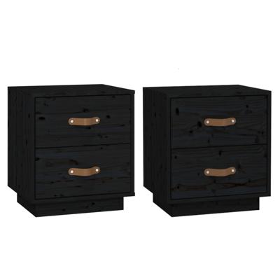 Nachtkastjes 2 st 40x34x45 cm massief grenenhout zwart