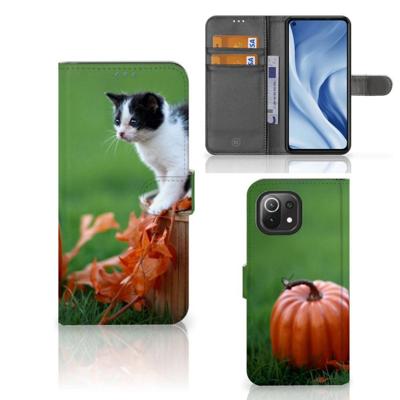 Xiaomi 11 Lite 5G NE | Mi 11 Lite | Telefoonhoesje | Met pasjeshouder | Kitten